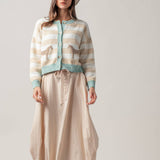 Horse Country Striped Cardigan (Aqua)