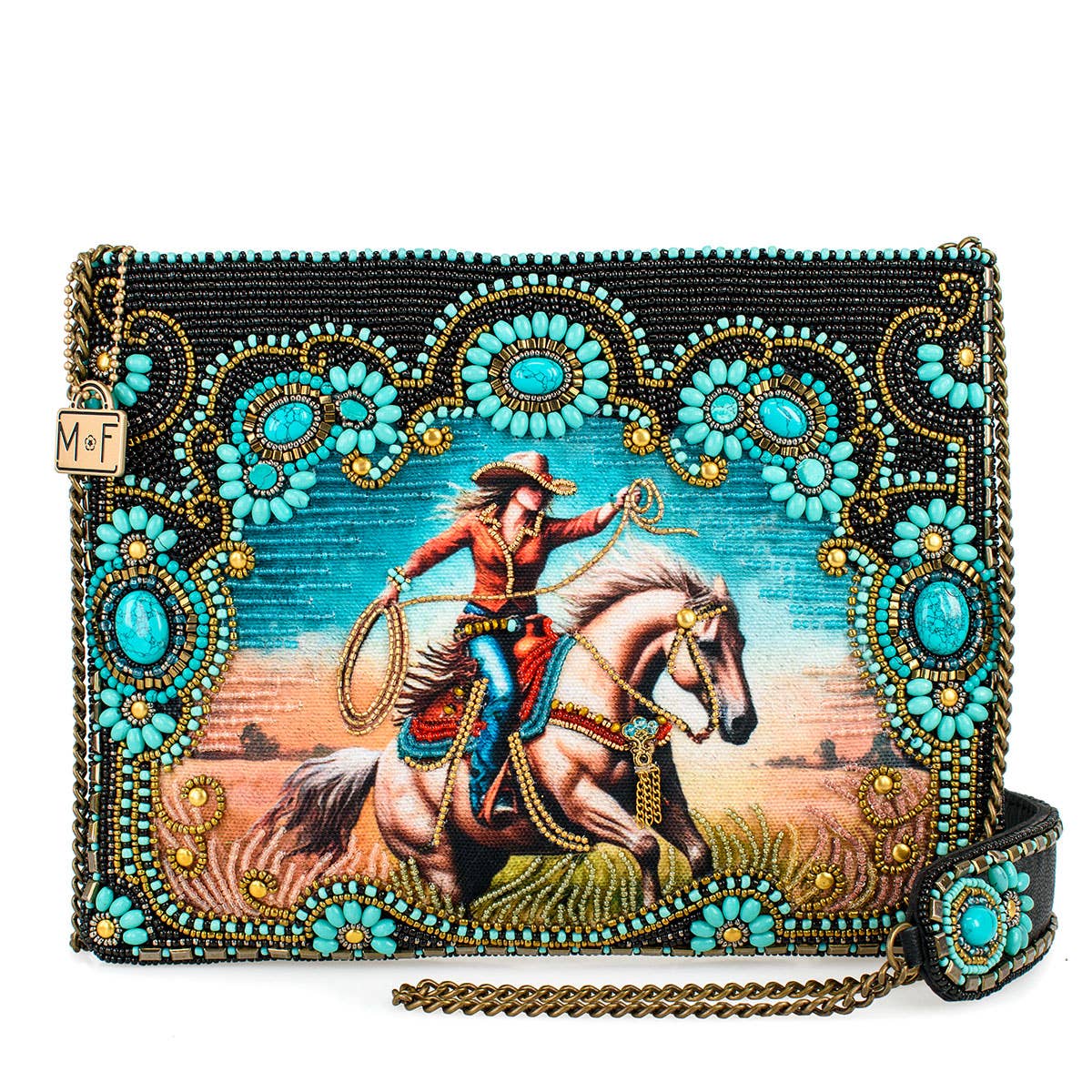 Turquoise Hand-Beaded Cowgirl Handbag
