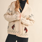 Aztec Knit Horse Sweater L