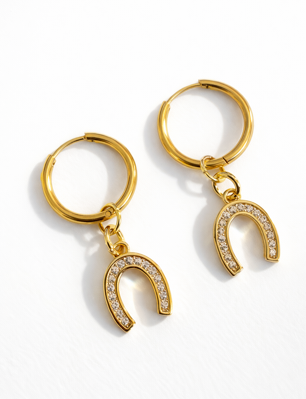Golden Horseshoe Huggie Earrings