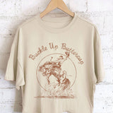 Buckle Up Buttercup Cowboy Long-Crop Tee (Khaki)