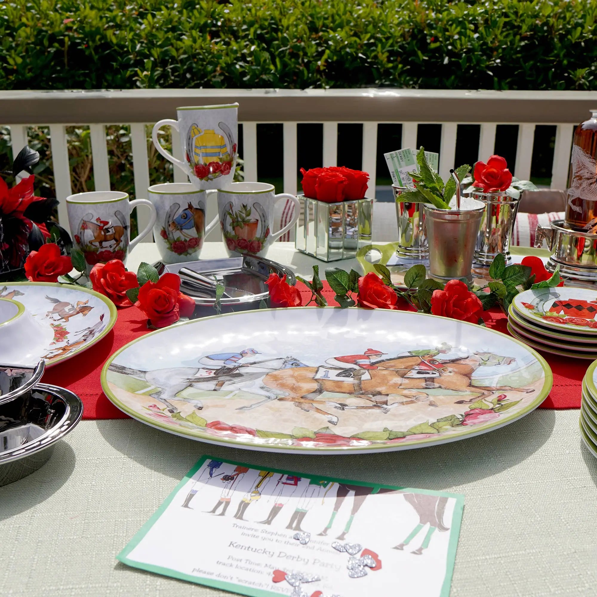 Day at the Races Melamine Oval Platter 18 x 13.5 Faire - Certified International