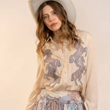 Wild Grace Horse Embroidered Blouse
