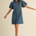 lasso bow denim dress