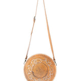 Boho Hand-Tooled Round Purse