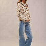 Floral Ruffle Western Sherpa Jacket