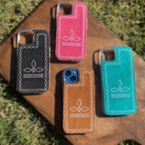 boot stitch leather iphone case