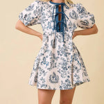 Vintage Horse Toile Print Denim Mini Dress Main Strip