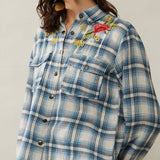 Blue Country Blossoms Embroidered Shirt