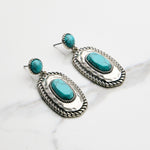 Turquoise Oval Western Dangle Earrings