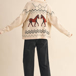 Aztec Knit Horse Sweater