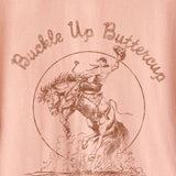 Buckle Up Buttercup Cowboy Long-Crop Tee (Peach)