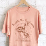 Buckle Up Buttercup Cowboy Long-Crop Tee (Peach)