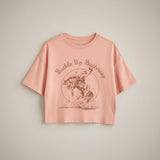 Buckle Up Buttercup Cowboy Long-Crop Tee (Peach)