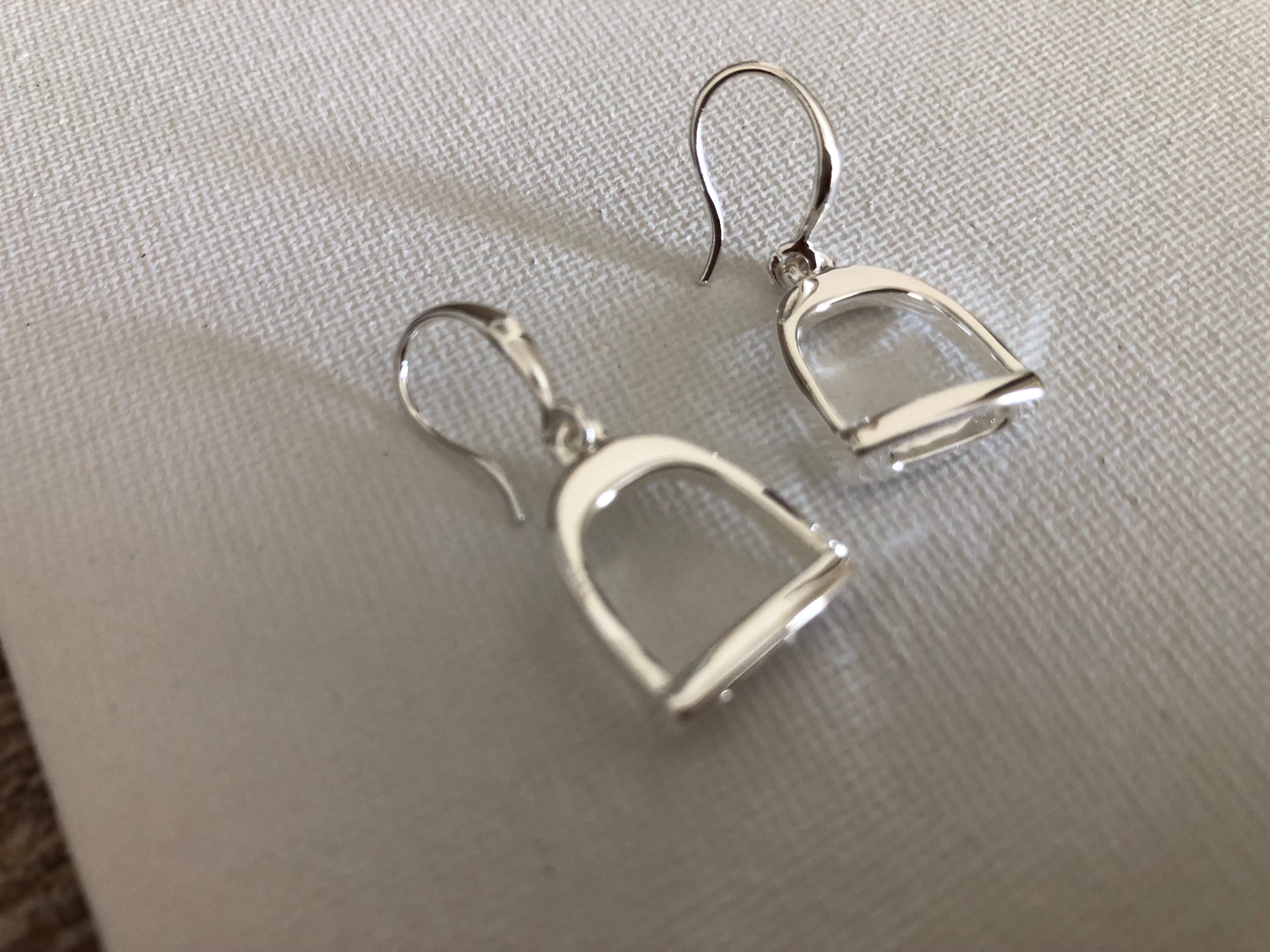 english stirrup dangle earrings