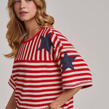 Red White & Ride Waffle Knit Top