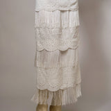 Lace Fringe Tiered Maxi Skirt