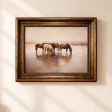 Horse Herd at the Watering Hole | Vintage Art