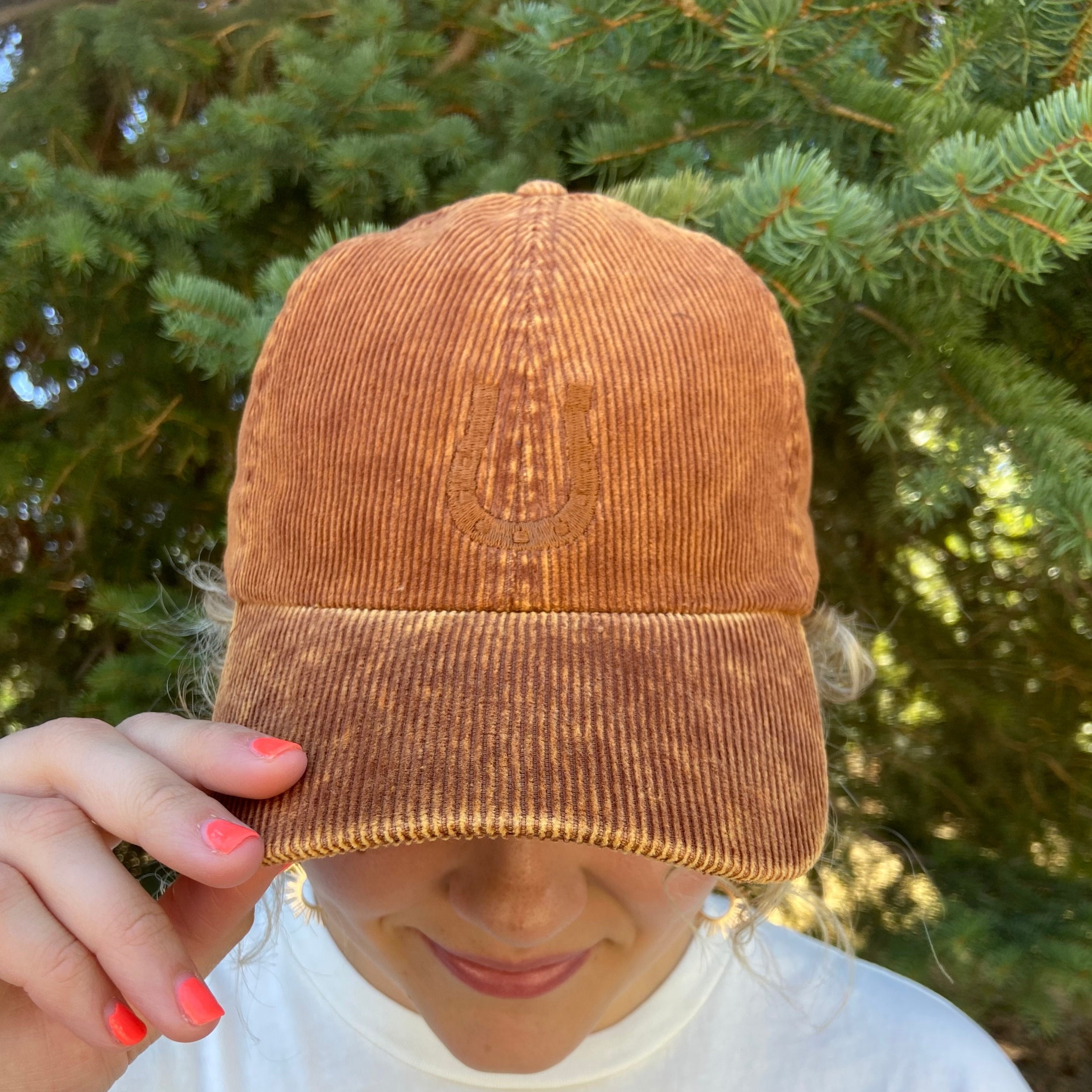 corduroy horseshoe hat