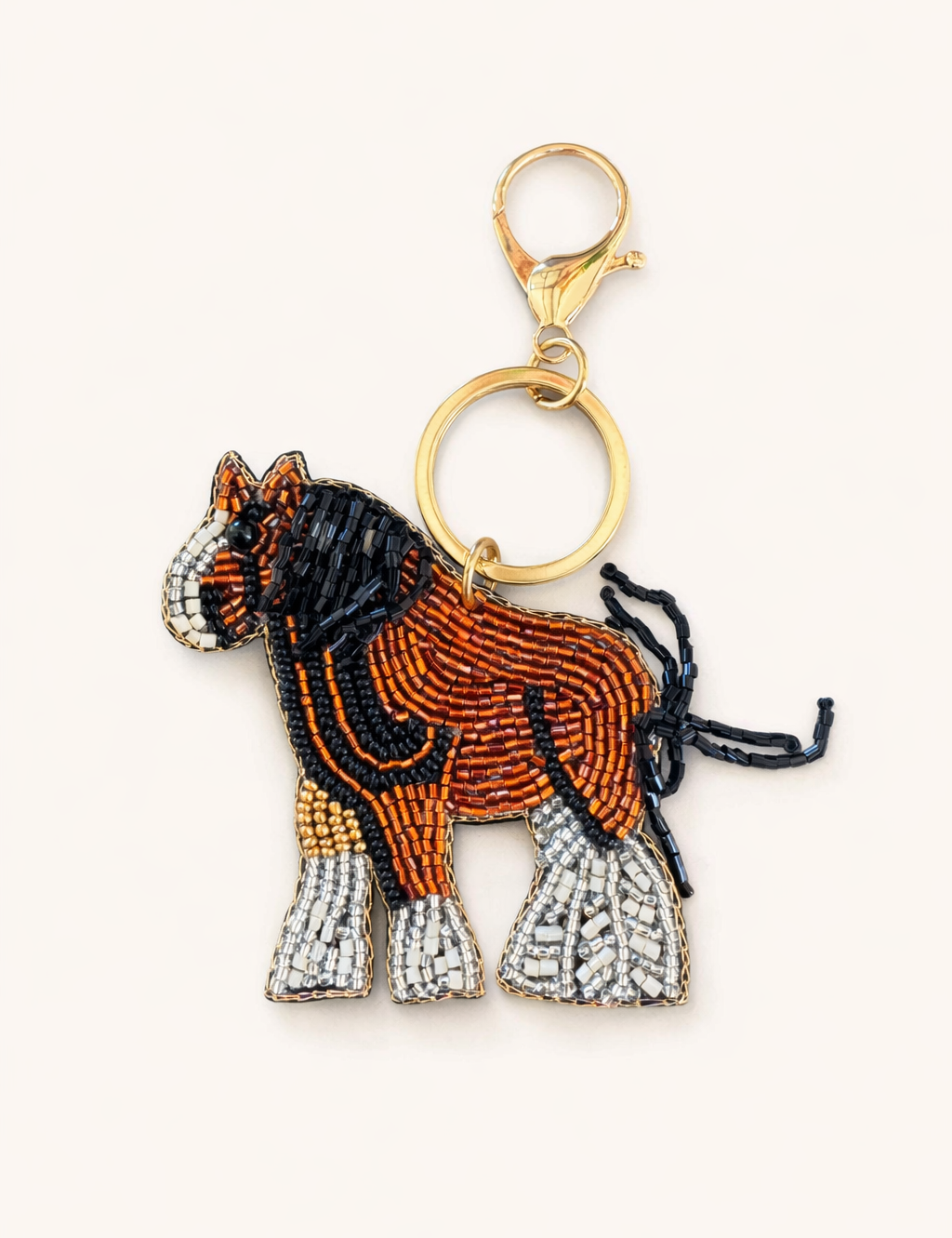 Little Chestnut Horse Hand-Beaded Keychain