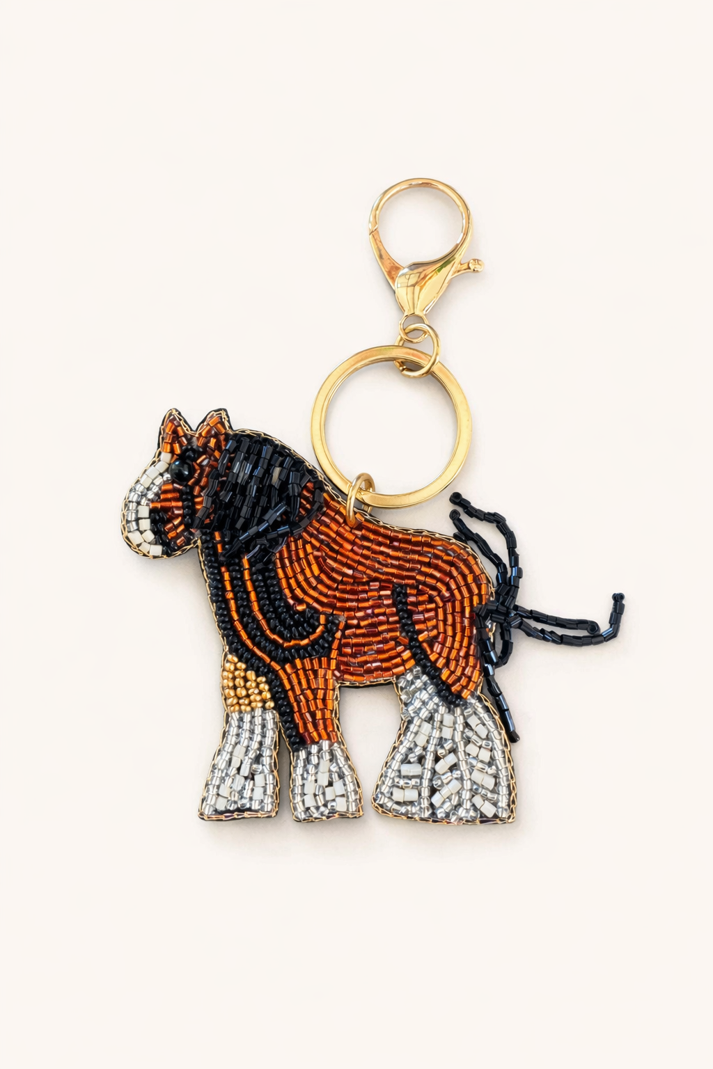 Little Chestnut Horse Hand-Beaded Keychain