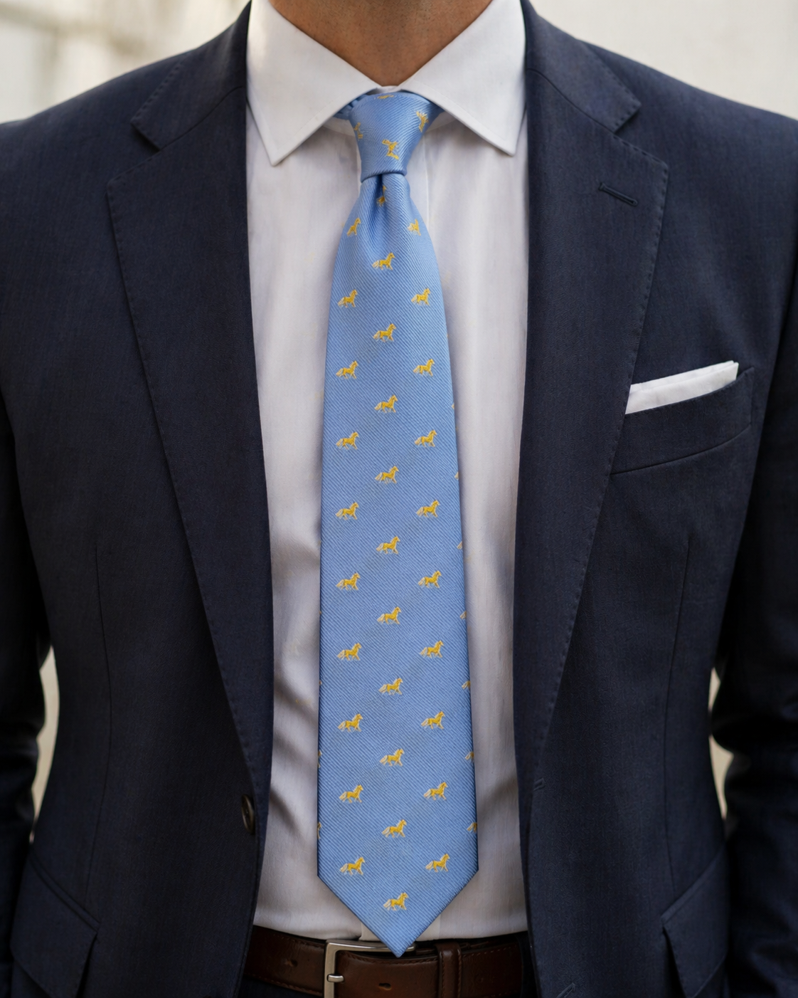 Weston Sky Blue Horse Silk Tie