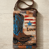 Americana Cowgirl Hand-Beaded Purse