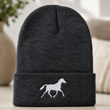 White Horse Beanie (Charcoal)