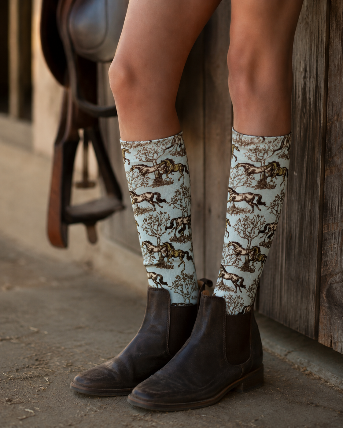 Horse French Toile Socks