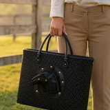 Heritage Horse Rattan Handbag (Black)