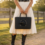 Heritage Horse Rattan Handbag (Black)