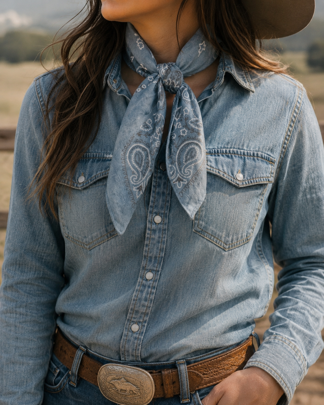 Vintage Dusty Blue Hand-Dyed Bandana