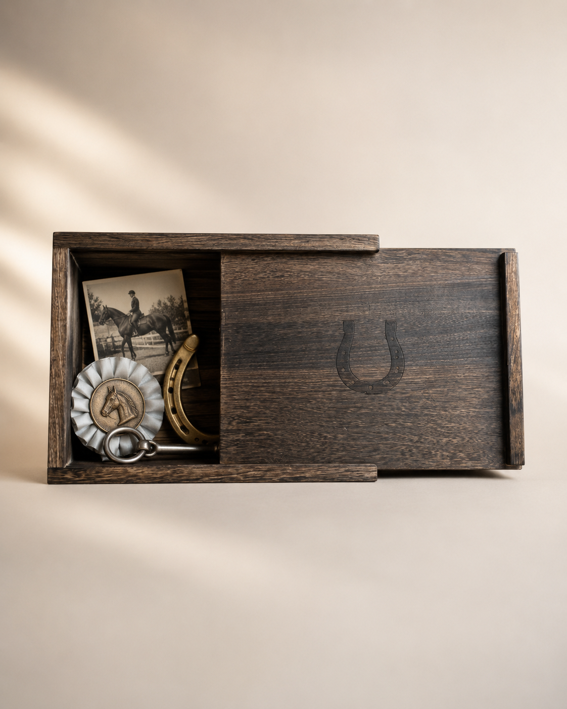 Vintage Horseshoe Wood Box (Large)