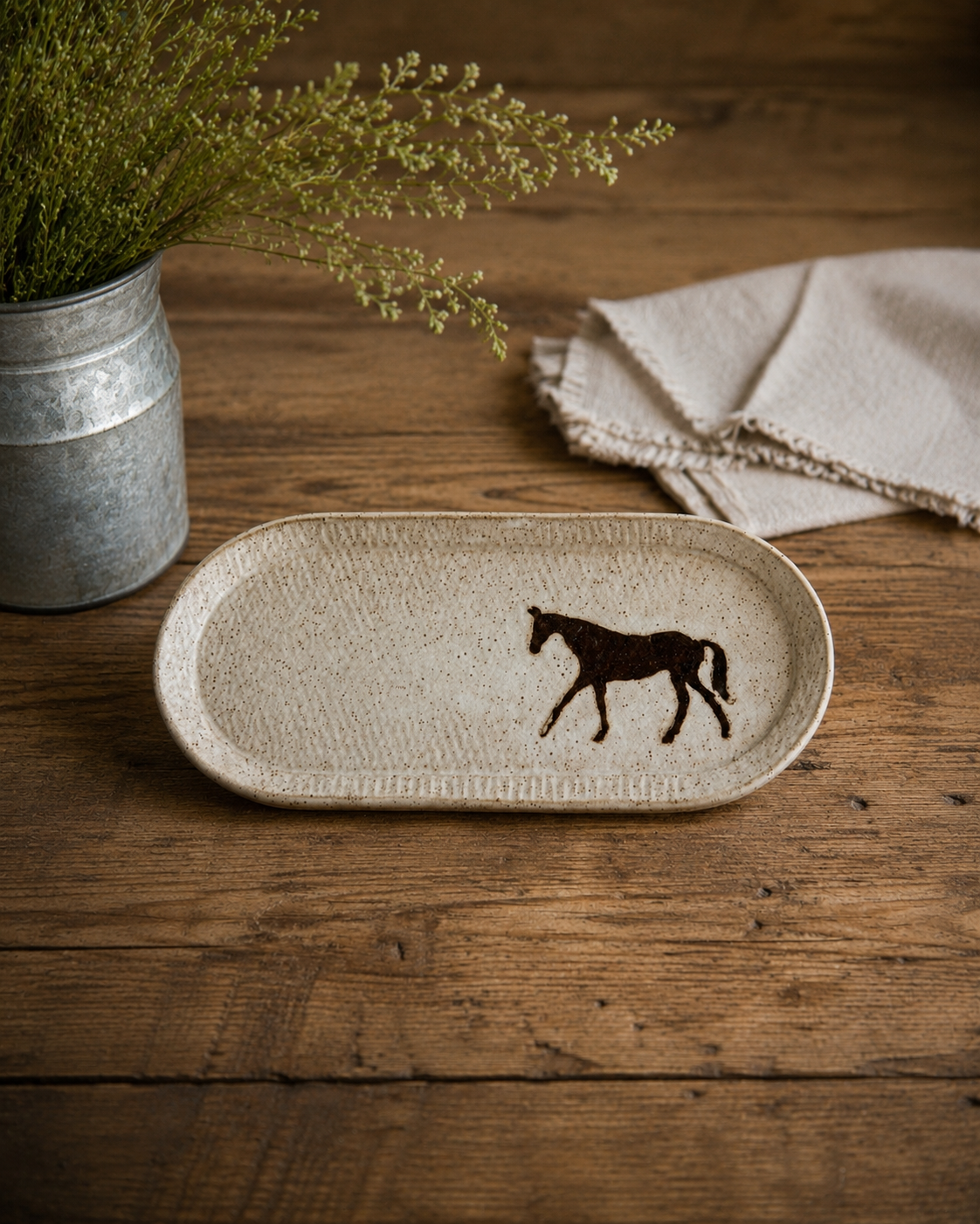 Brown Horse Handmade Ceramic Platter