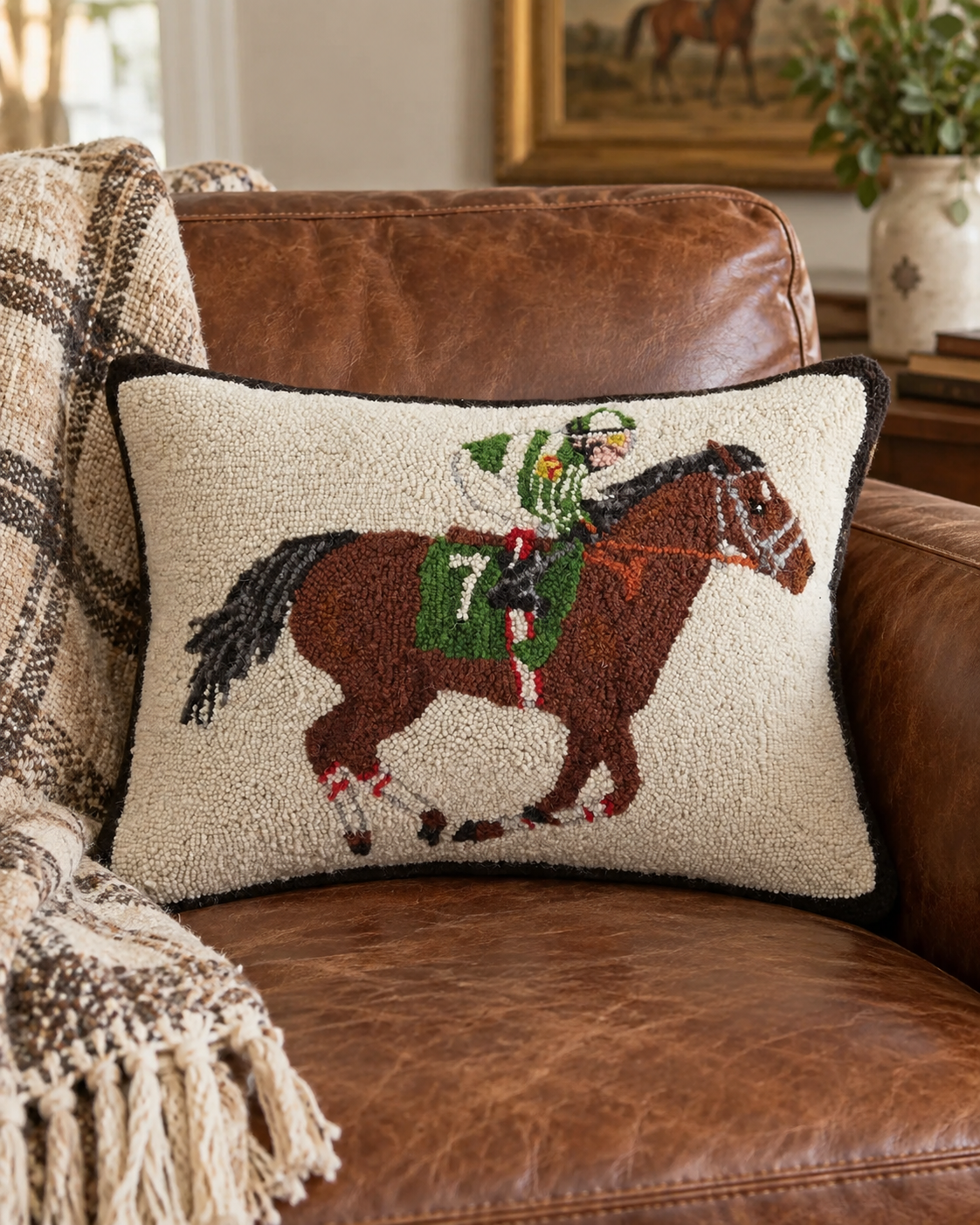 Derby Day Horse Pillow