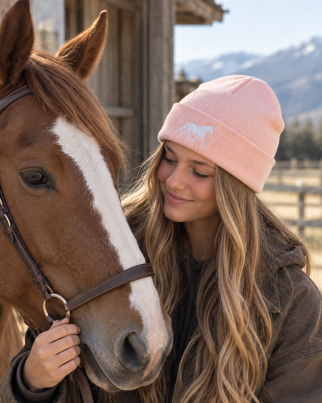Pretty in Pink Horse Beanie