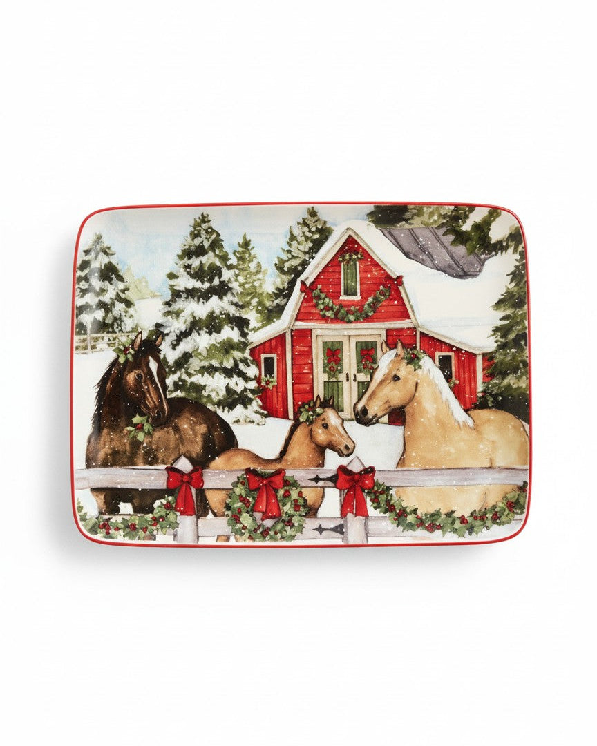 Homestead Horse Christmas Platter