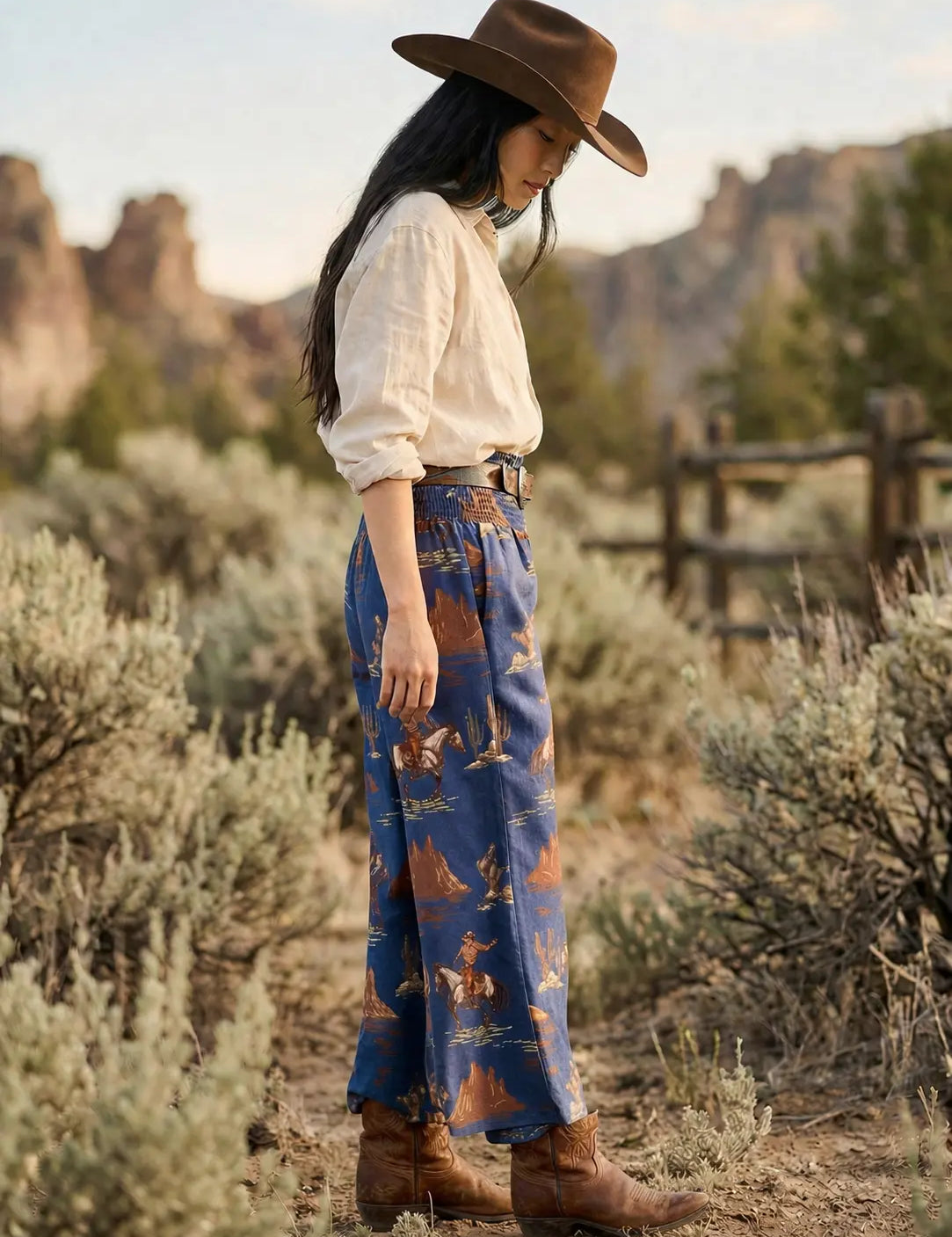 Western Cowboy Denim Pants Faire - Avery