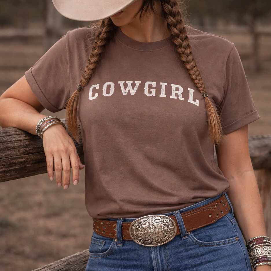 Dusty Trail Cowgirl T-Shirt (Brown)