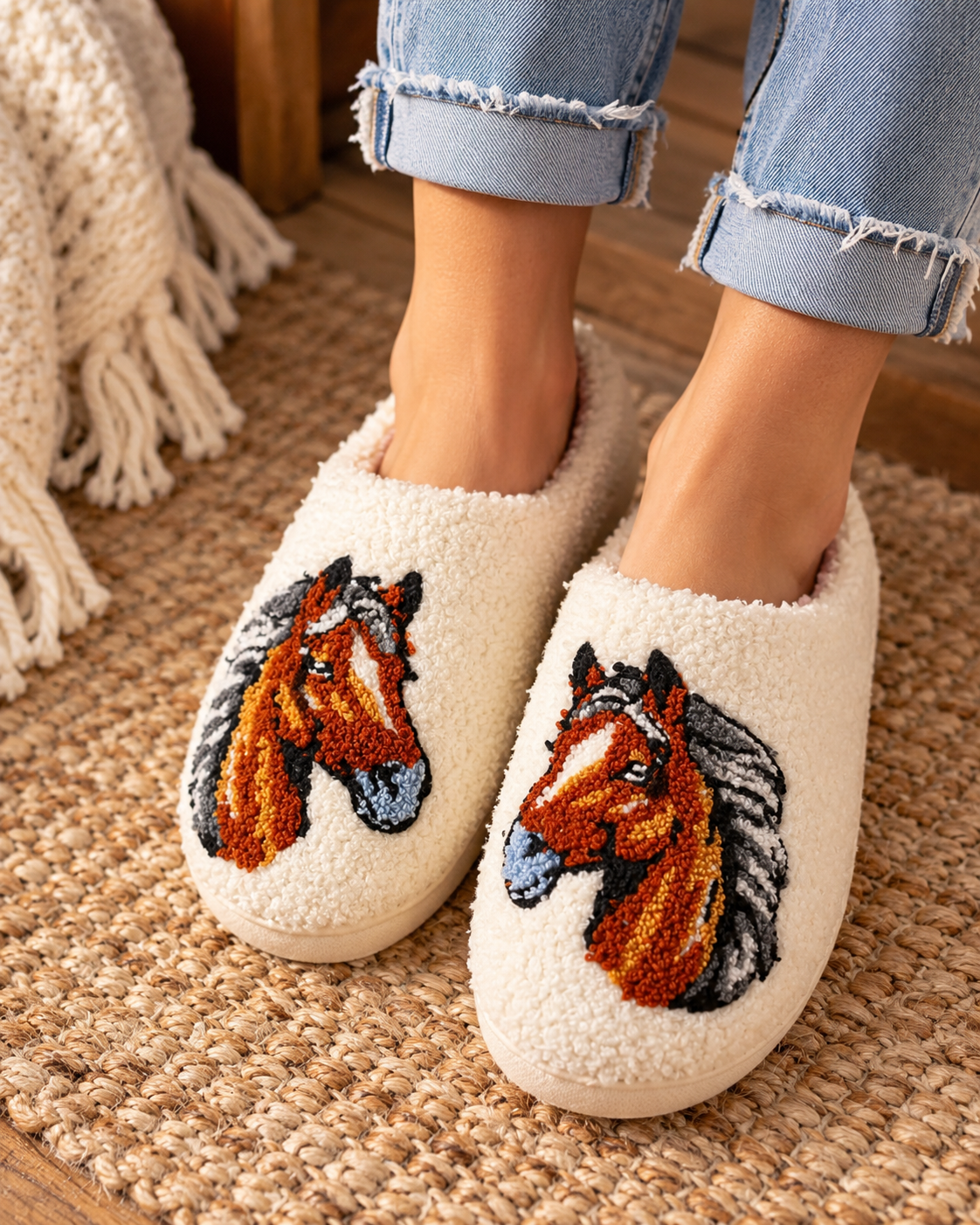 Pantufas Confortáveis de Cavalo