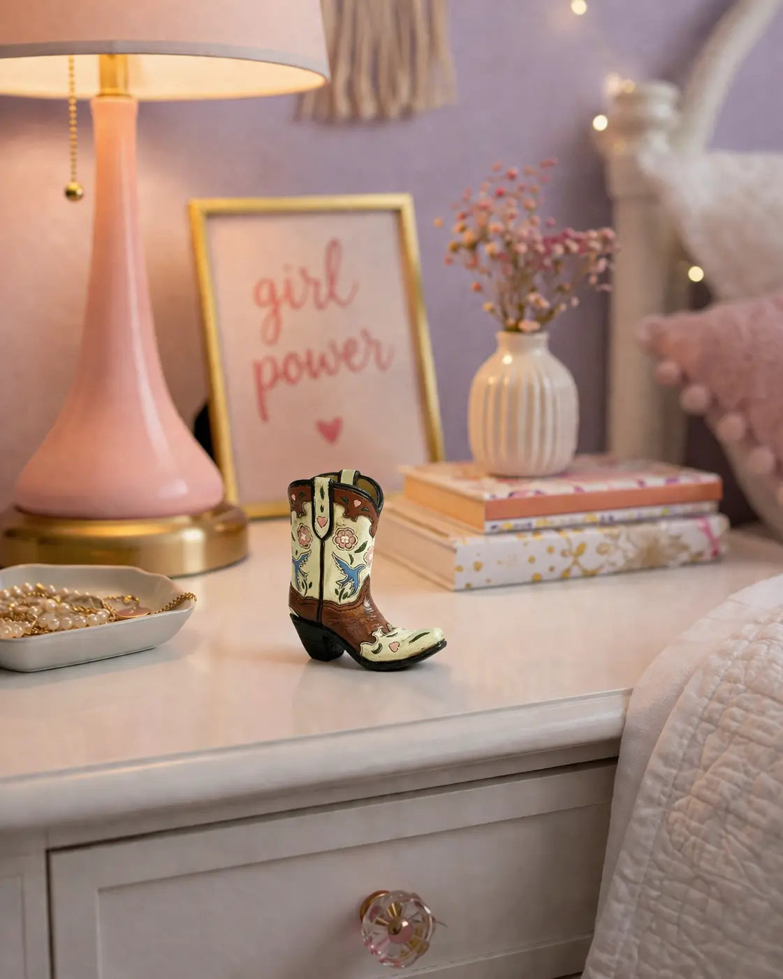 Blossom Cowgirl Boot Figurine Faire - De Leon Collections