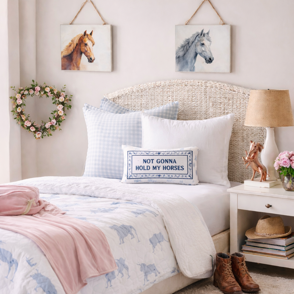 "Not Gonna Hold My Horses" Quilted Mini Pillow