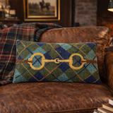 Horse Bit Plaid Wool Pillow