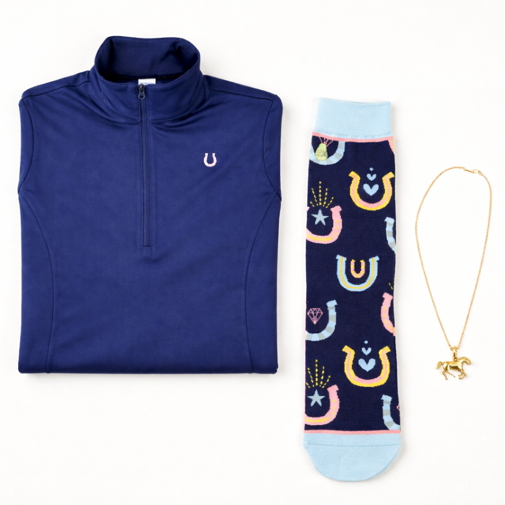 Lucky Horseshoe Riding Shirt (Navy Blue)