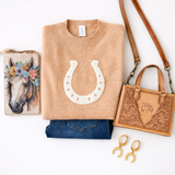 Lucky Horseshoe Cropped Sweater