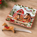 Christmas Horses - Cheese Plate w/Knife