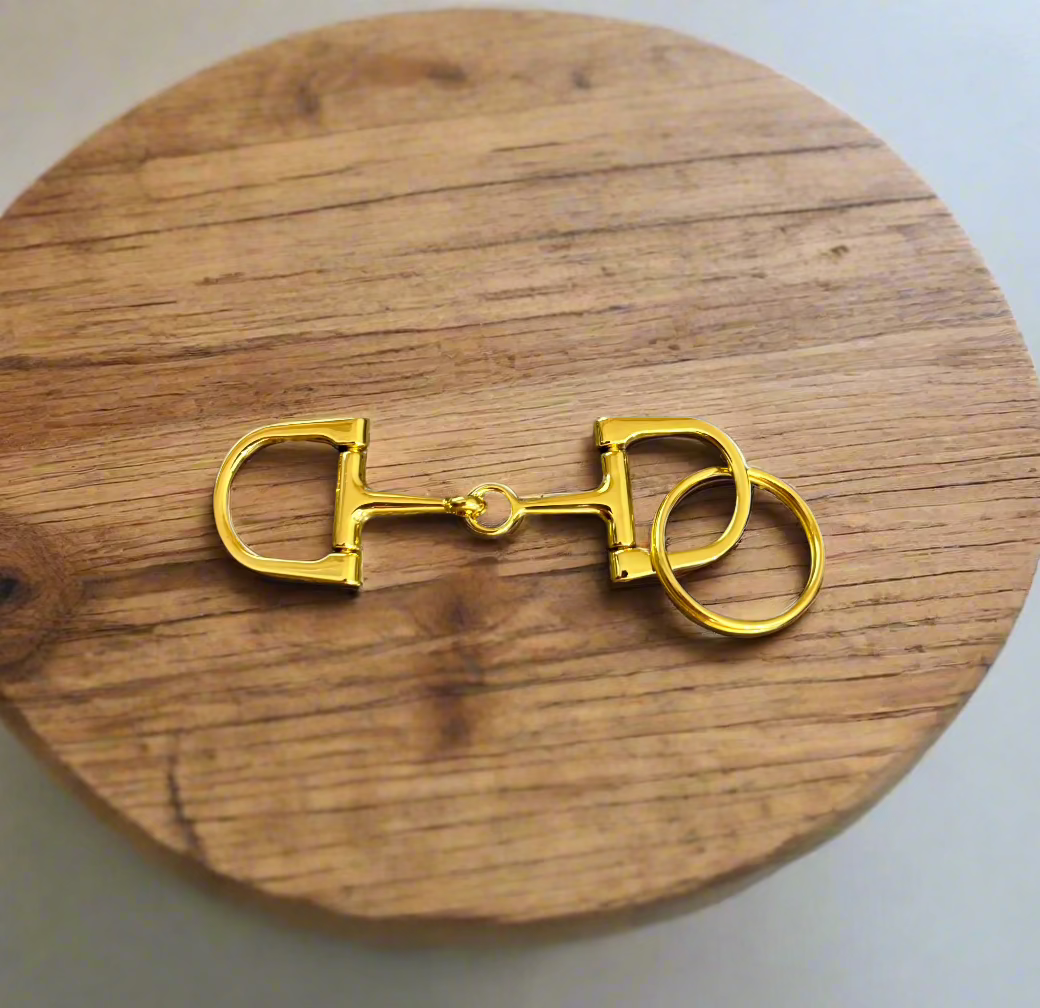 horse bit keychain Gold