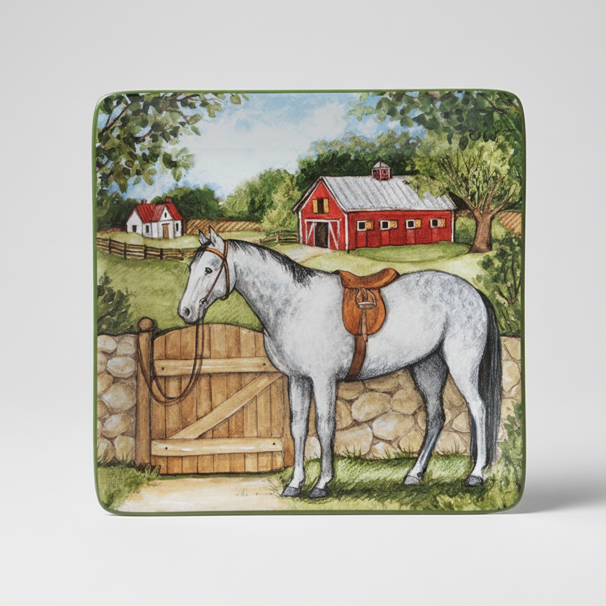 Dapple Gray Horse Dinner Plate