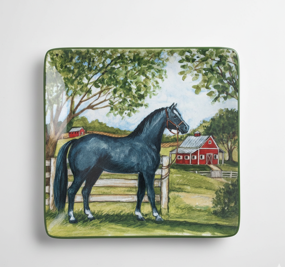 Black Horse Dinner Plate