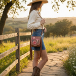 Leather Hand Tooled Crossbody Bag Faire - Sixtease Bags USA